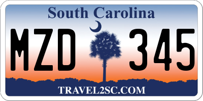 SC license plate MZD345