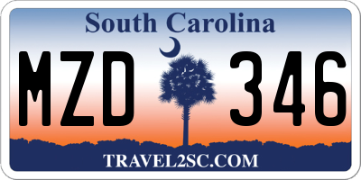 SC license plate MZD346