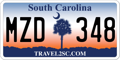 SC license plate MZD348