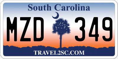 SC license plate MZD349