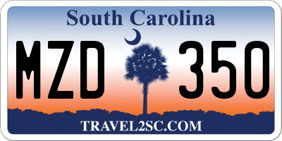 SC license plate MZD350