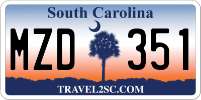 SC license plate MZD351