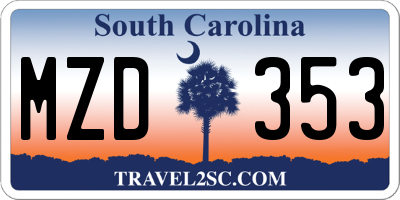 SC license plate MZD353