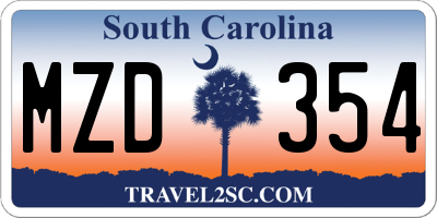 SC license plate MZD354