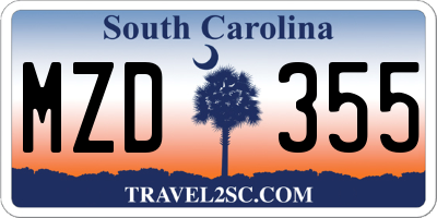 SC license plate MZD355
