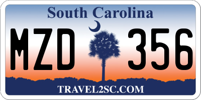 SC license plate MZD356