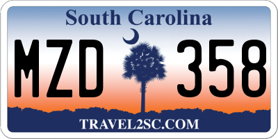 SC license plate MZD358