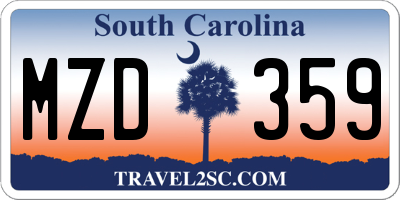 SC license plate MZD359