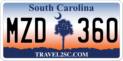 SC license plate MZD360