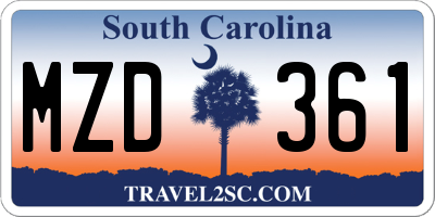 SC license plate MZD361
