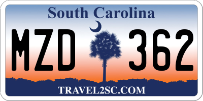SC license plate MZD362