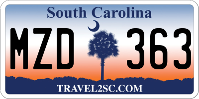 SC license plate MZD363