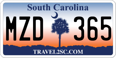 SC license plate MZD365