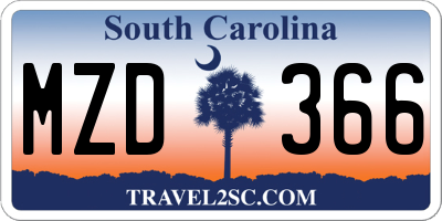 SC license plate MZD366