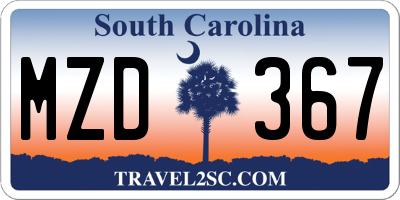 SC license plate MZD367