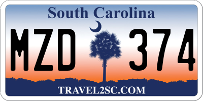SC license plate MZD374