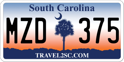 SC license plate MZD375