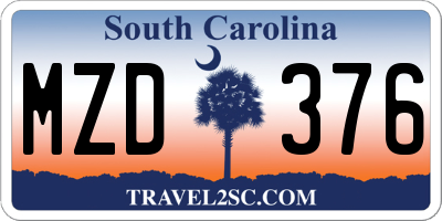 SC license plate MZD376