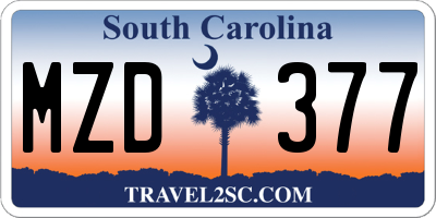 SC license plate MZD377