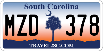 SC license plate MZD378