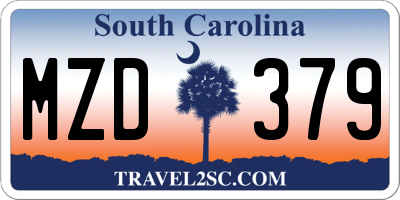 SC license plate MZD379