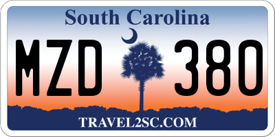 SC license plate MZD380