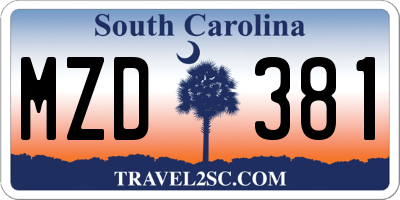 SC license plate MZD381