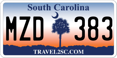 SC license plate MZD383