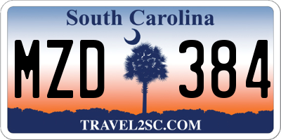 SC license plate MZD384