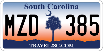 SC license plate MZD385