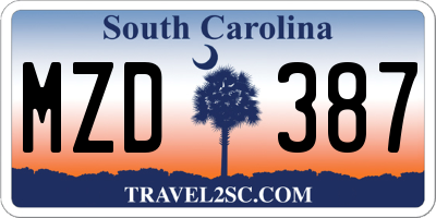 SC license plate MZD387