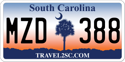 SC license plate MZD388