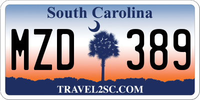 SC license plate MZD389