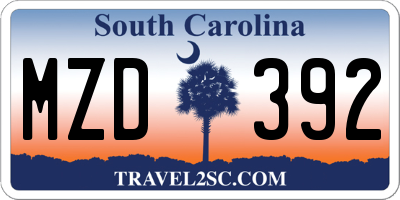 SC license plate MZD392