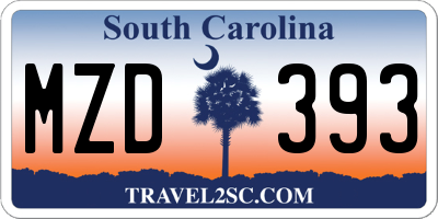 SC license plate MZD393