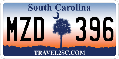 SC license plate MZD396