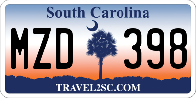 SC license plate MZD398