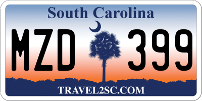 SC license plate MZD399