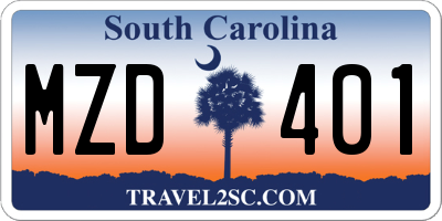SC license plate MZD401