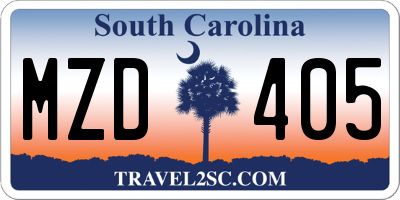 SC license plate MZD405