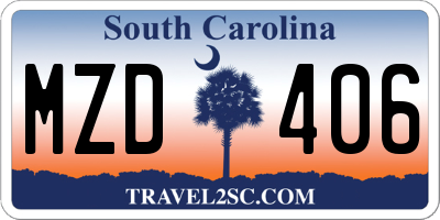 SC license plate MZD406