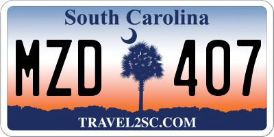 SC license plate MZD407