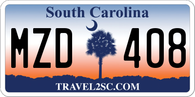 SC license plate MZD408