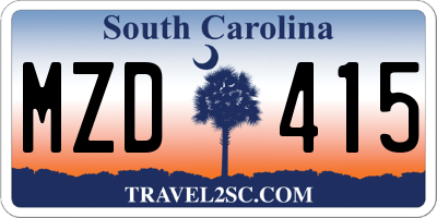 SC license plate MZD415