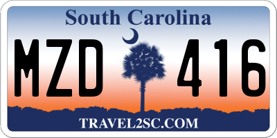 SC license plate MZD416