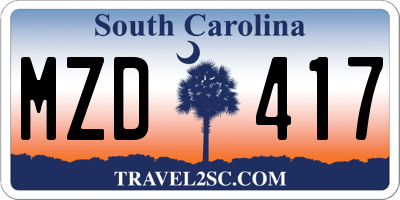 SC license plate MZD417