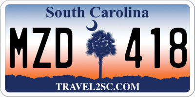 SC license plate MZD418