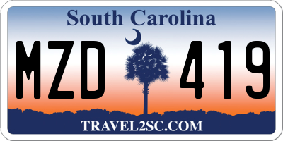 SC license plate MZD419