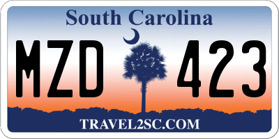 SC license plate MZD423
