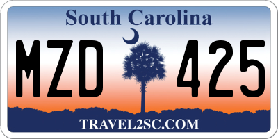 SC license plate MZD425